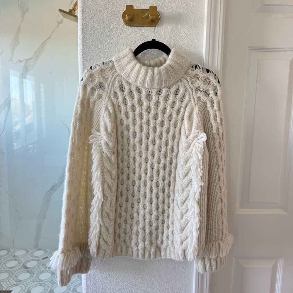 Eleven Six Cream Cable Knit Sweater Small